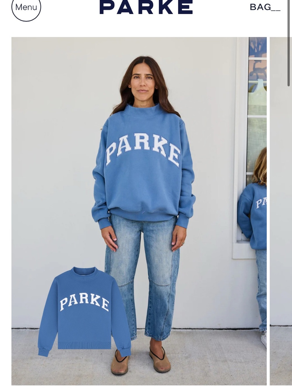 PARKE Light Blue Logo Crewneck Sweatshirt